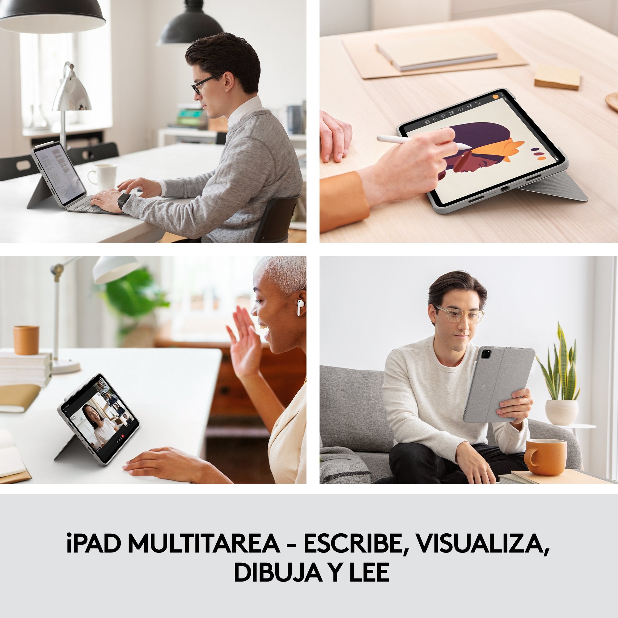 Logitech Combo Touch Funda Con Teclado (Esp) Para Ipad Pro 11 Pulgadas (1a, 2a, 3a Gen - 2018, 2020, 2021), Teclado Retroiluminado Extraíble, Trackpad