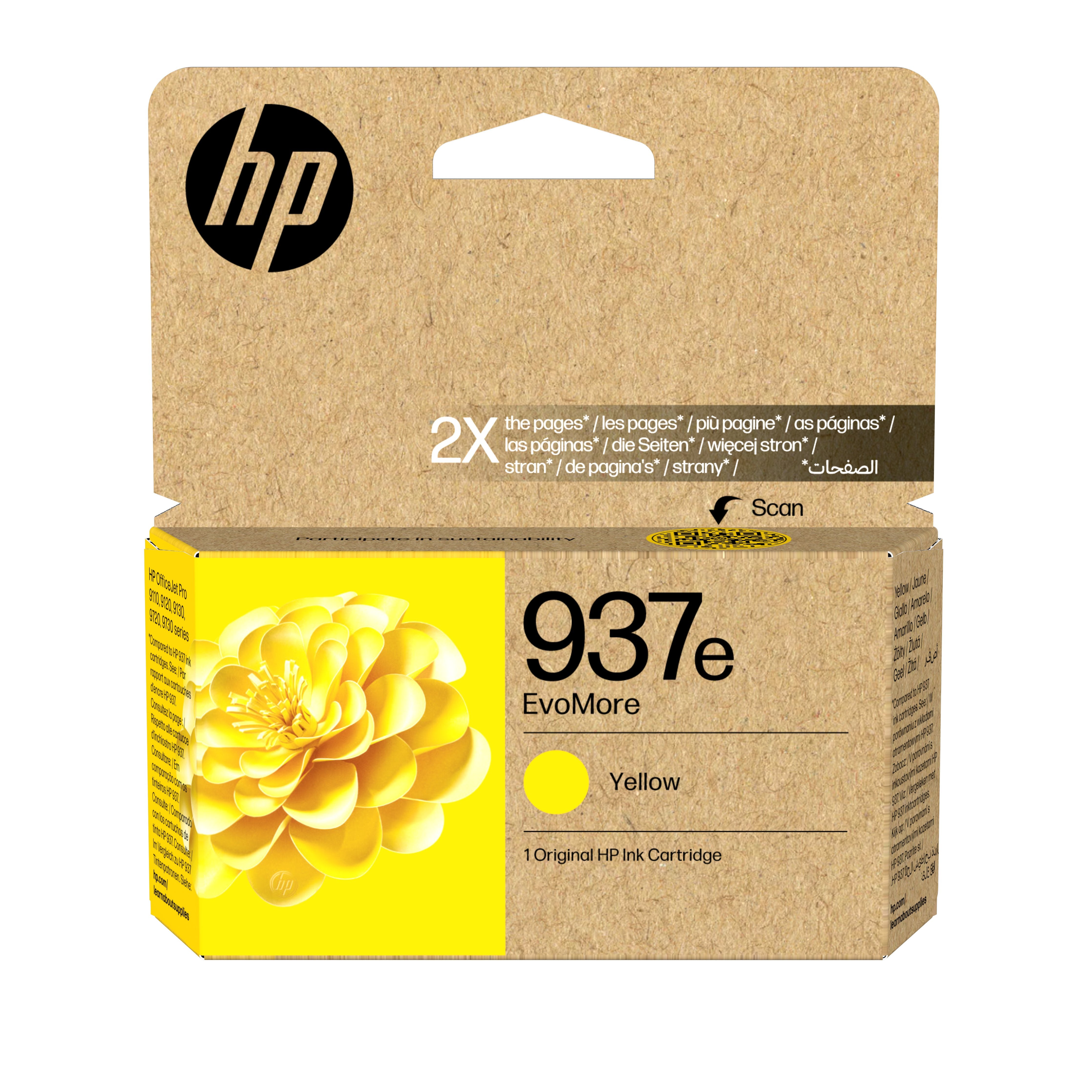 EAN 0199764688149 - HP 937e EvoMore Yellow Original Ink Cartridge cartucho de tinta 1 pieza(s) Alto rendimiento (XL) Amarillo imagen 1