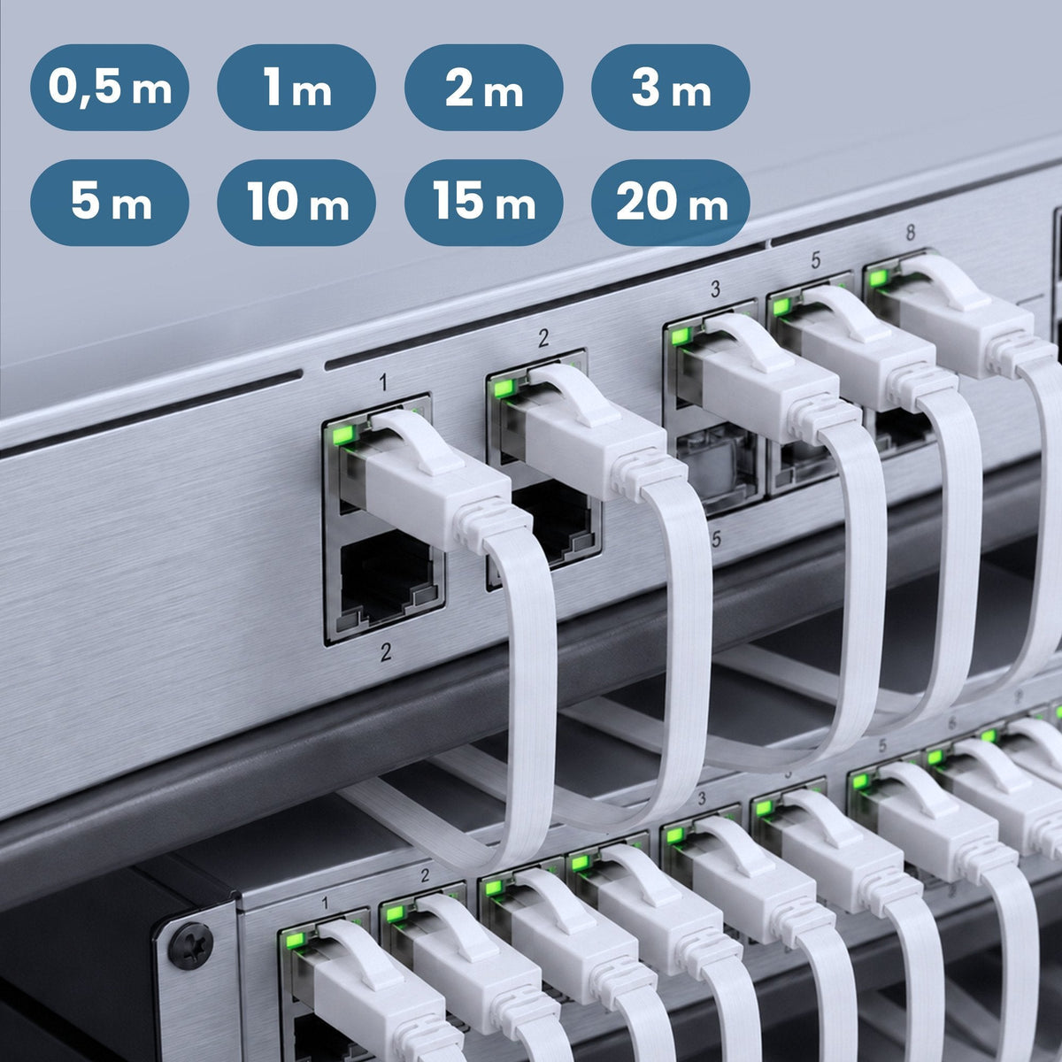 Extralink Lan Patchcord Cat.8 U Ftp 10m 40g Flat Shielded Foiled Twisted Pair Bare Copper White