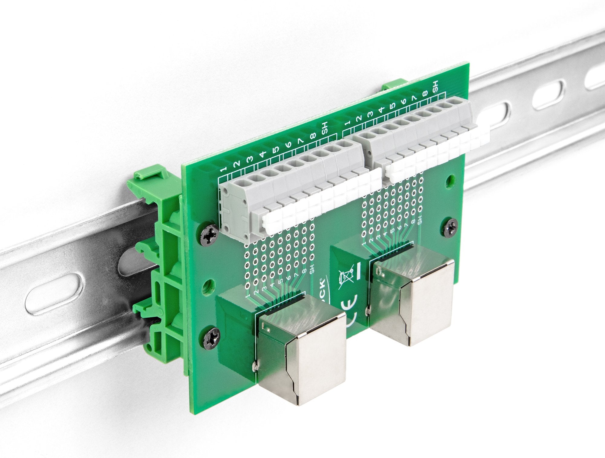 Delock 66994 Rj45 2 X Hembra A 2 X Bloque De Terminales Con Pulsador Para Carril Din
