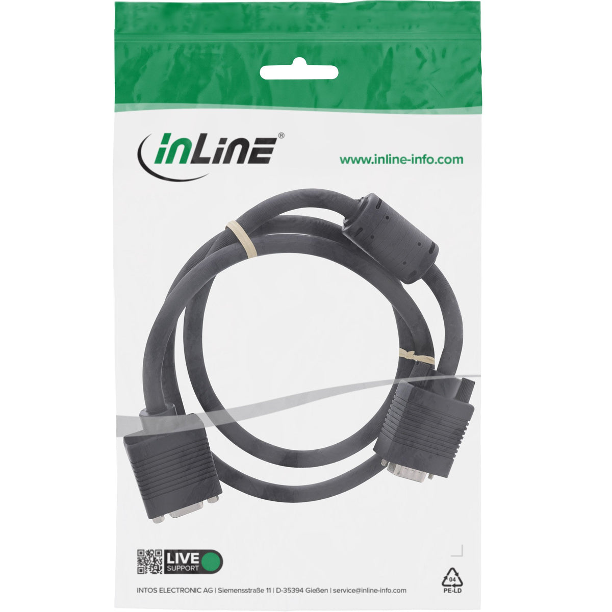 EAN 4043718083954 - InLine 17701B cable VGA 1 m VGA (D-Sub) Negro imagen 2