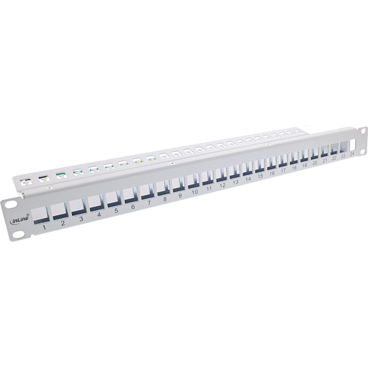 Patch Panel Inline Blank 19" 24 Puertos 1u Gris Claro