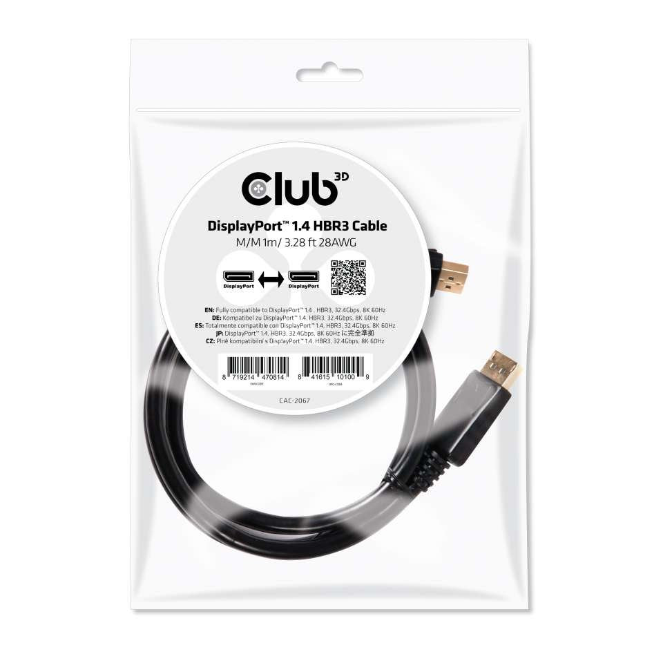Cable Displayport 1.4 Hbr3. 1m.