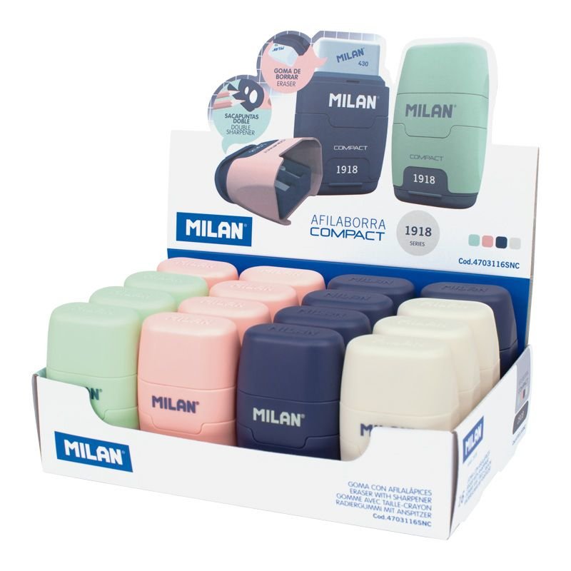 EAN 8411574100294 - Milan 4703116SNC sacapuntas Sacapuntas manual Azul, Verde, Rosa, Blanco imagen 1
