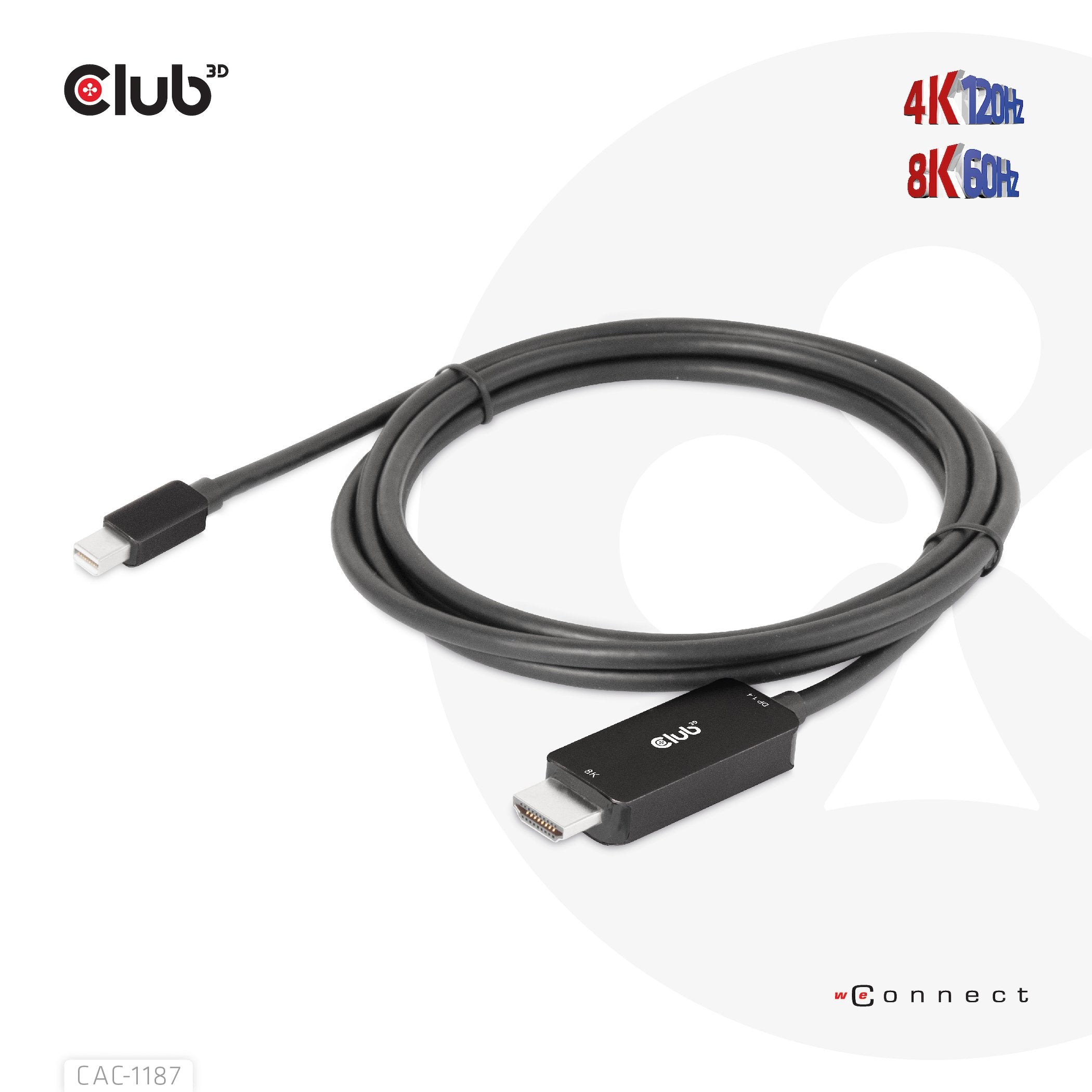 EAN 8719214472535 - CLUB3D CAC-1187 adaptador de cable de vídeo 1,8 m Mini DisplayPort HDMI Negro imagen 7