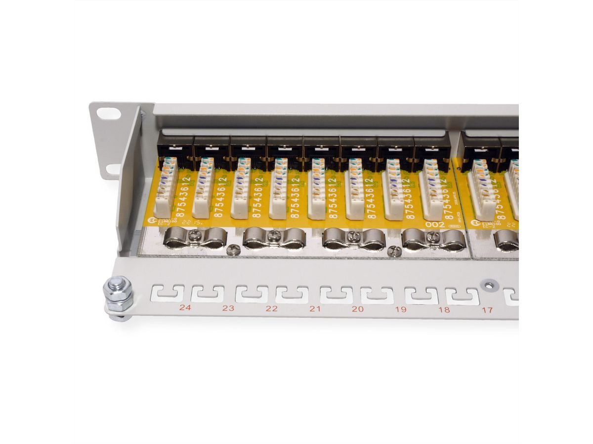 Roline Kat.6 Class E 48,26cm 19zoll-Patchpanel 24p Geschirmt Grau