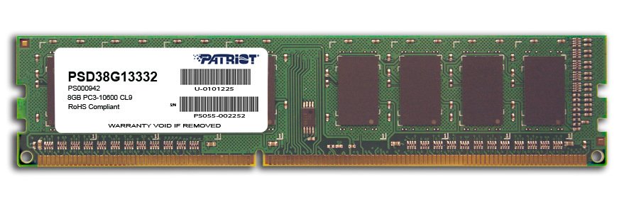 EAN 0815530012252 - Patriot Memory 8GB PC3-10600 módulo de memoria 1 x 8 GB DDR3 240-pin DIMM imagen 1