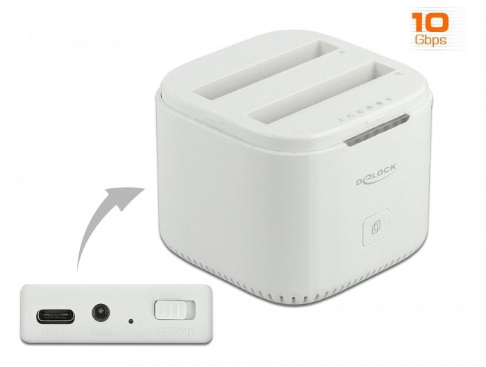 Delock 63084 Base De Conexión Para Disco Duro Usb 3.2 Gen 2 (3.1 Gen 2) Type-C Blanco