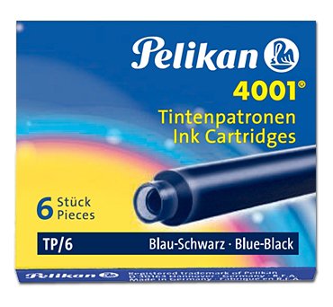 Pelikan Caja De 6 Cartuchos 4001 Tp/6 - Tinta De Alta Calidad - Compatible Con Plumas Estilograficas - Color Azul/Negro