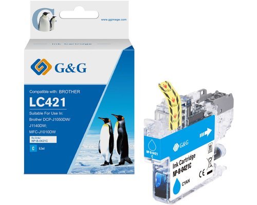 G&G Tinte Compatible Con Brother Lc421c 200 Copias Cyan
