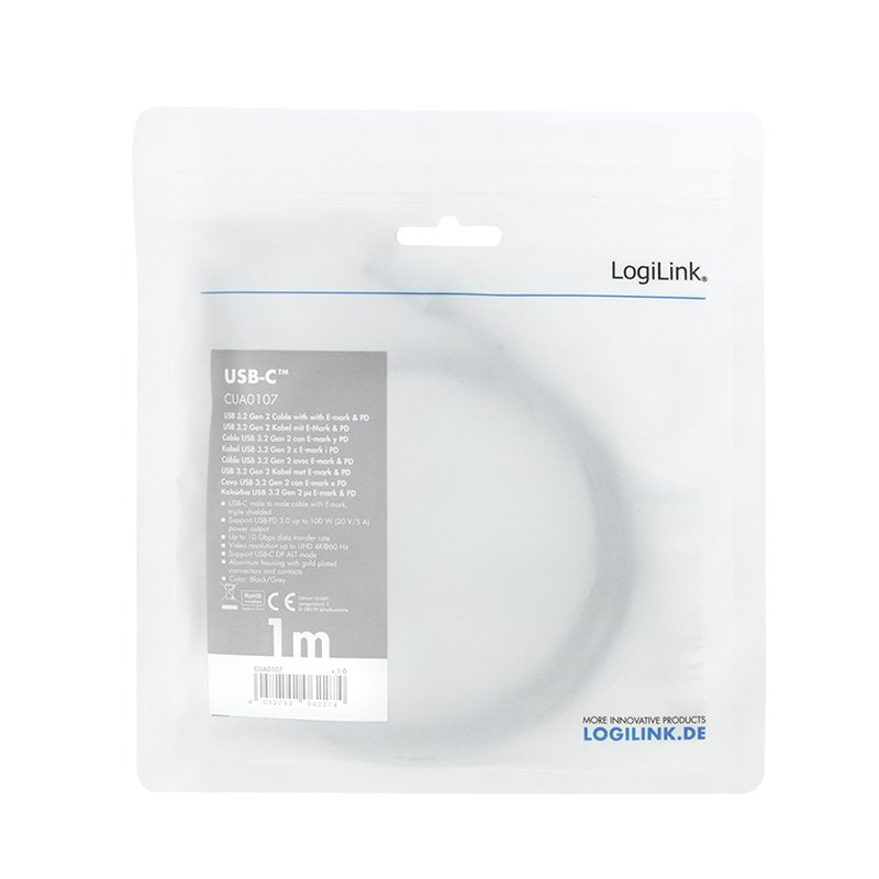 EAN 4052792062274 - LogiLink CUA0107 cable USB USB 3.2 Gen 2 (3.1 Gen 2) 1 m USB C Negro, Gris imagen 3