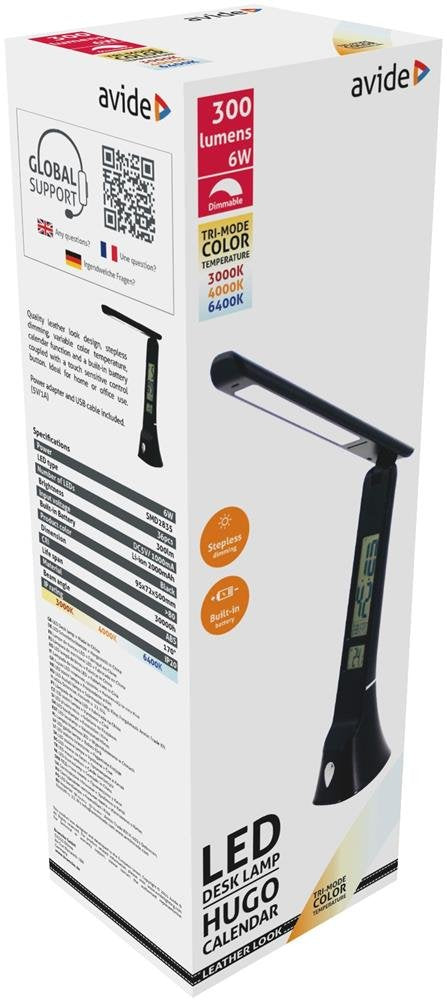 Avide Led Tischleuchte Hugo Negro 6w Kalendar