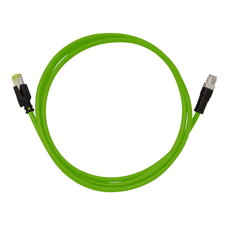 M12 Cat6a Industrial Patch Cable, Pur, M12 X-Coded To Rj45,  1,00 M