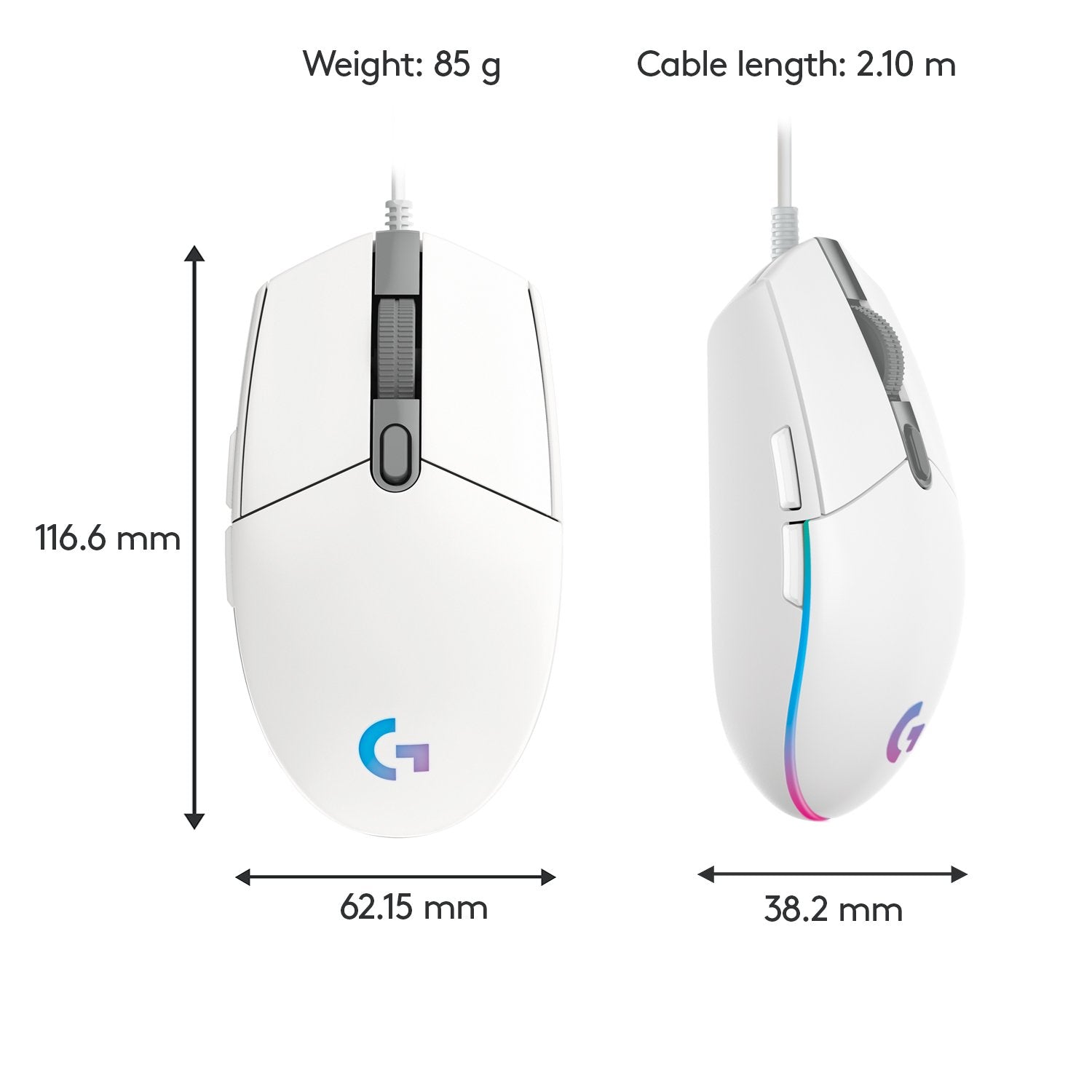 Logitech G G203 Lightsync Ratón Gaming Blanco 8000 Dpi Usb 910-005797