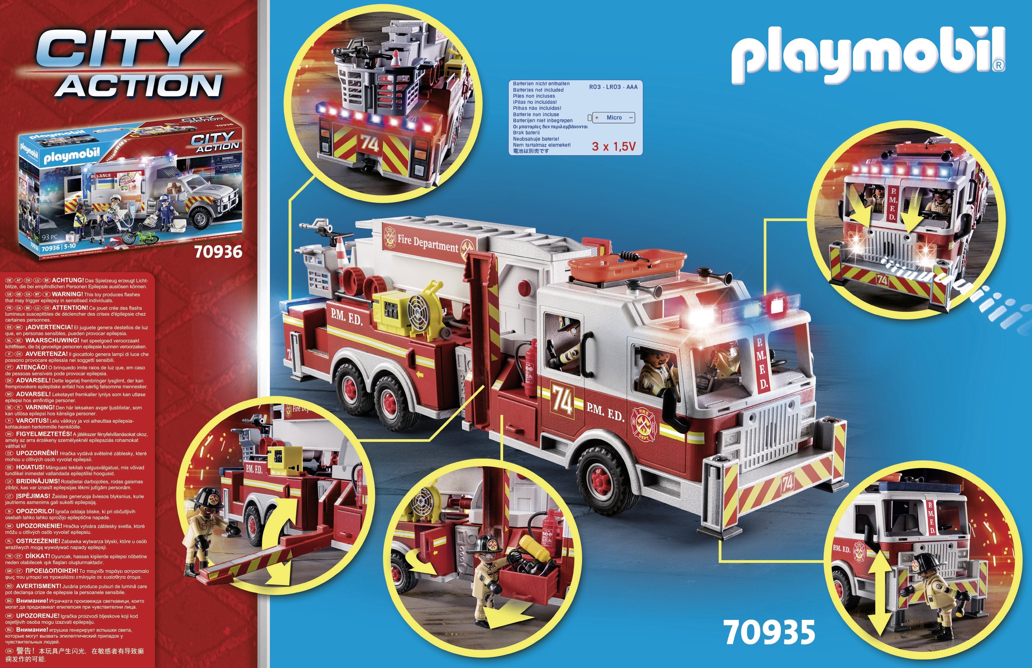 Playmobil Vehiculos De Rescate: Camion De Bomberos Con Escalera