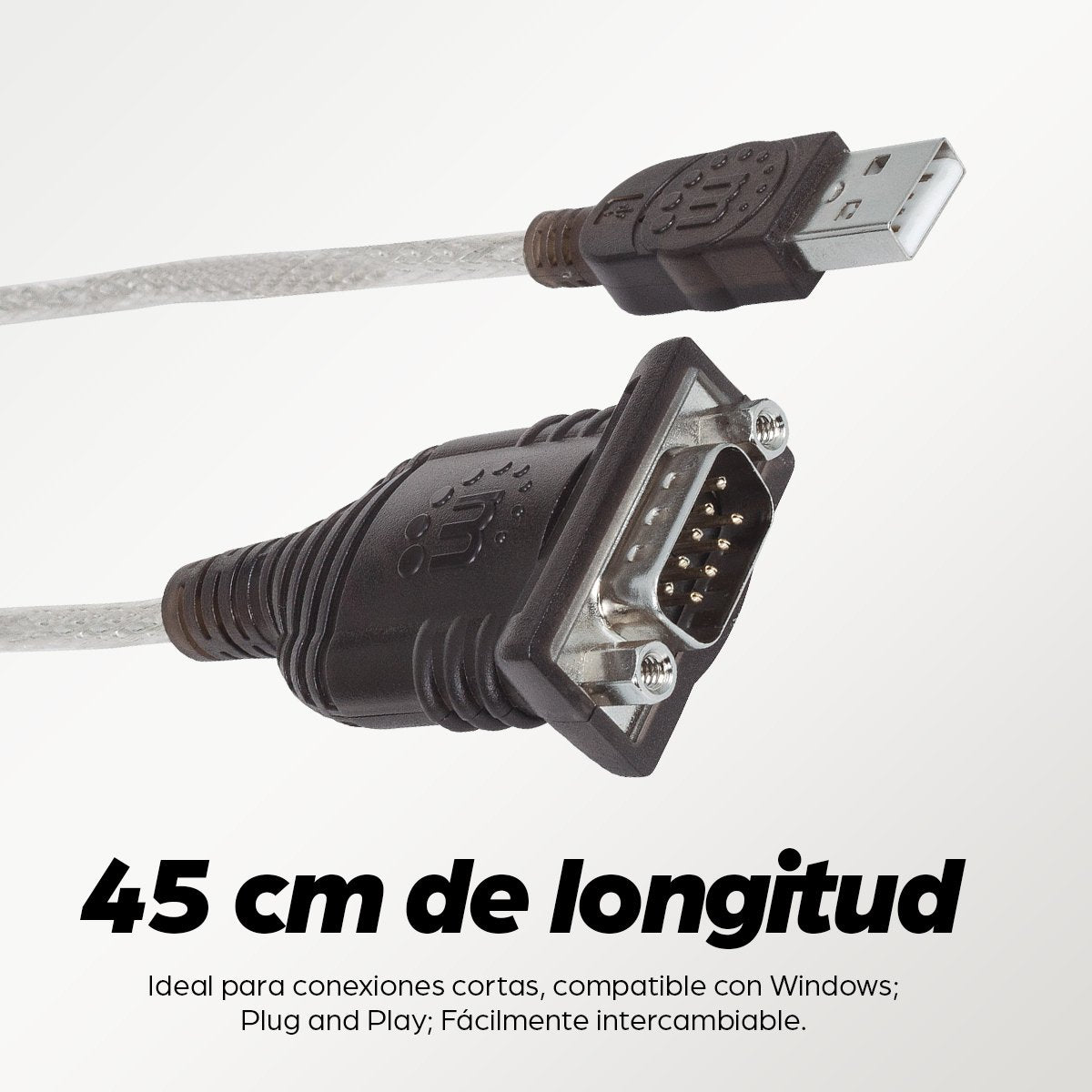 EAN 0766623205146 - Manhattan 205146 cable de serie Negro, Transparente 0,45 m USB tipo A D-Sub (DB-9) imagen 6