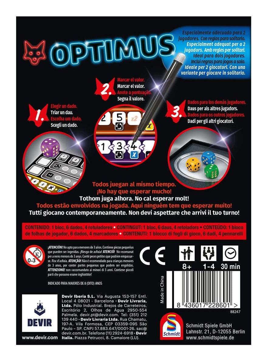 EAN 8436017228601 - Devir BGOPTIM juego de tablero Optimus 30 min Juego de mesa Familia imagen 4