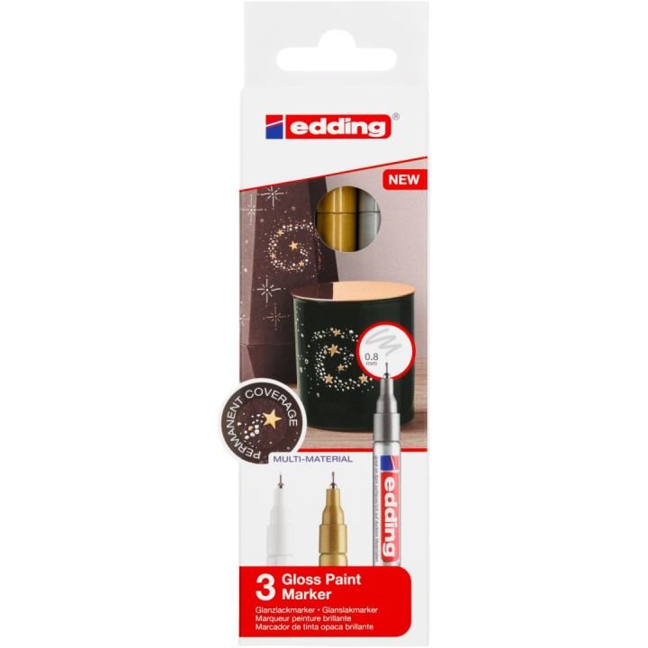 Edding 780 Pack De 3 Rotuladores Permanentes De Tinta Opaca - Punta Redonda - Trazo 0.8mm - Puntas De Recambio
