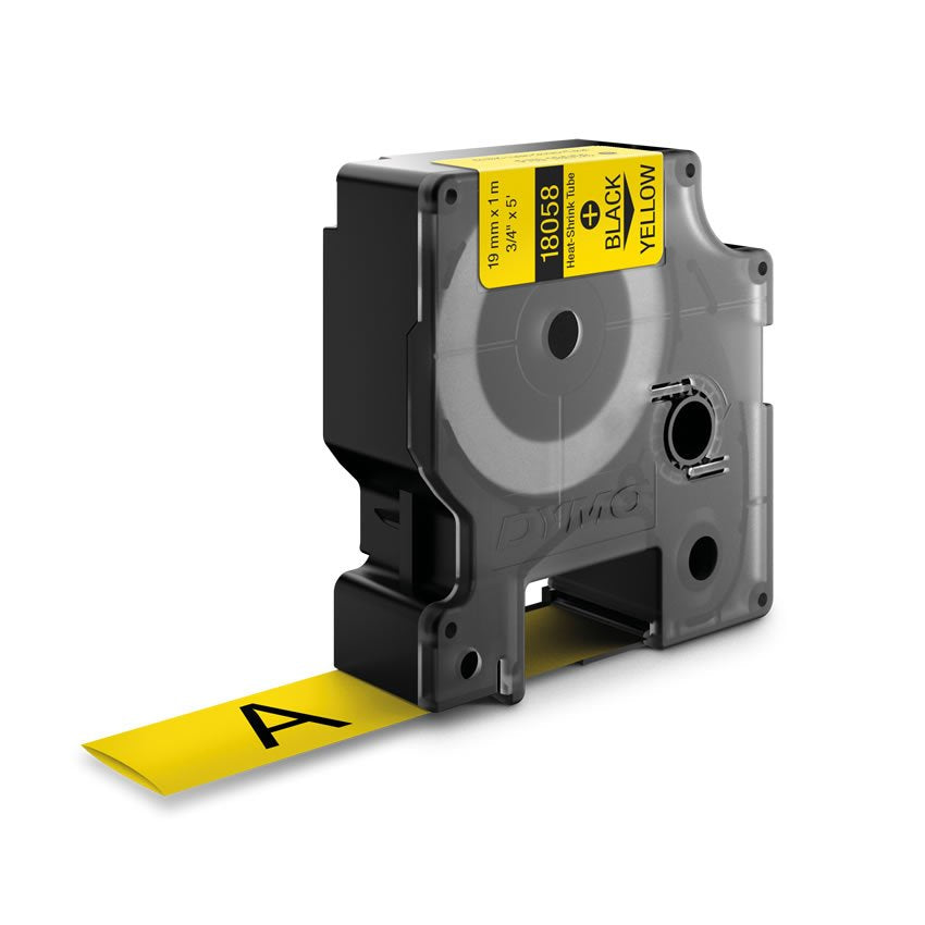 Dymo Rhino Cinta  Id1-19, Negro Sobre Amarillo 19mmx1´5m, Tubo Termorretractil (S0718340)
