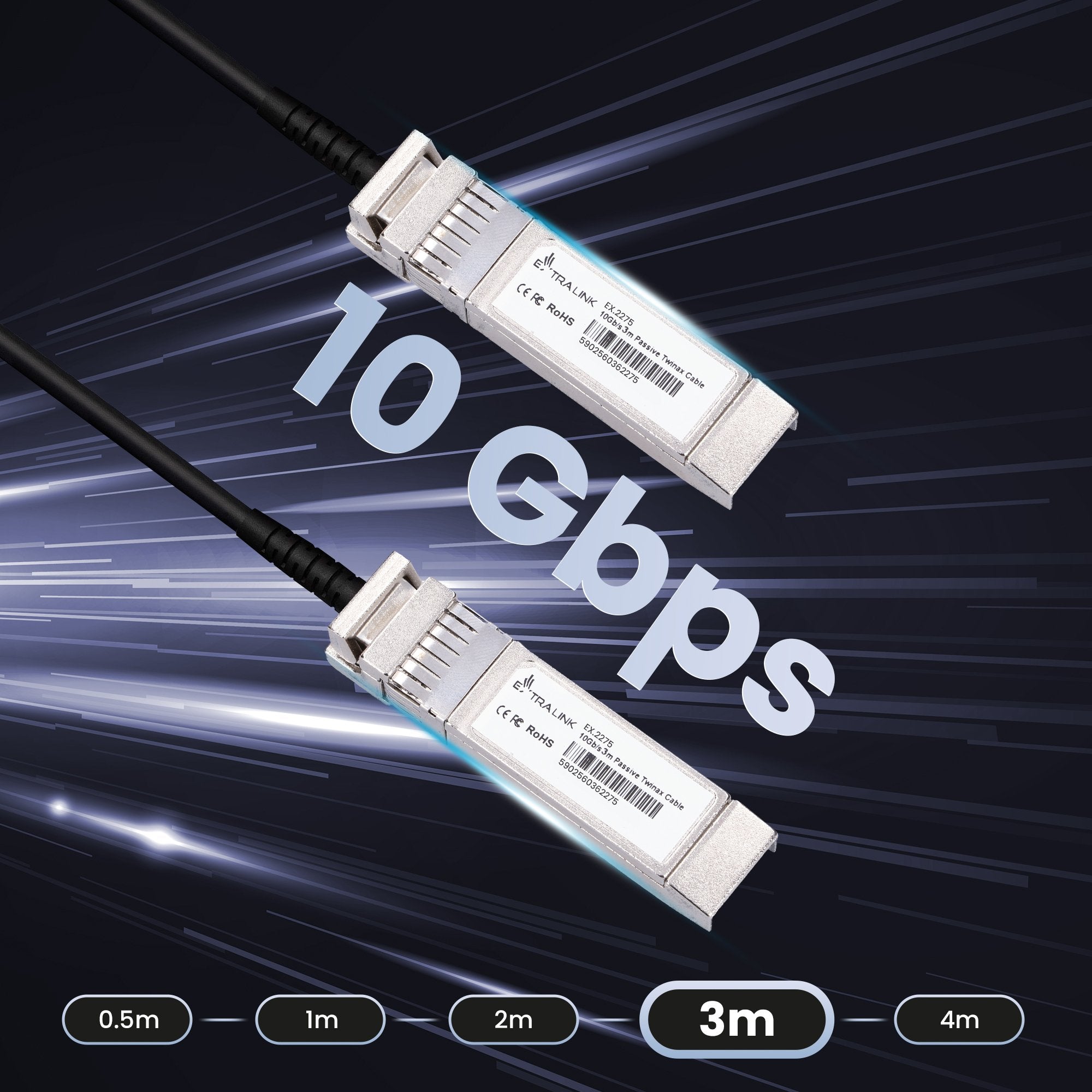 EAN 5902560362275 - Extralink EX.2275 Cable de fibra óptica e InfiniBand SFP+ Negro imagen 8