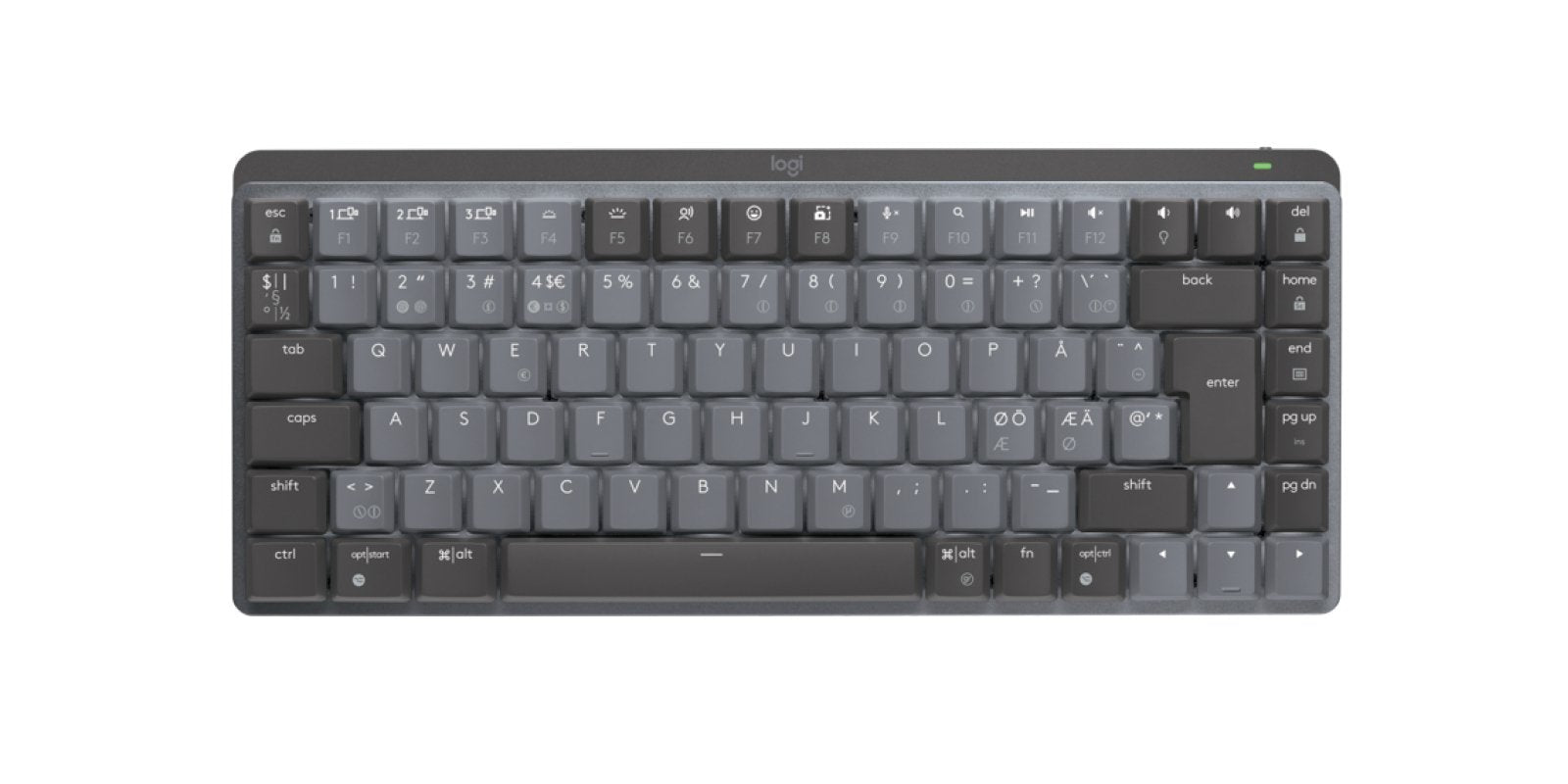 Logitech Master Series Mx Mechanical Mini Teclado Retroiluminación Inalámbrico Bluetooth Le Qwerty Nórdico (Danés/Finés/Noruego/Sueco) Interruptor: Clicky Grafito