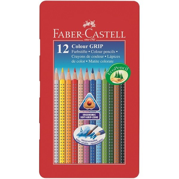 Lápices De Colores Faber-Camell Color Grip Emuche Metálico De 12 Piezas