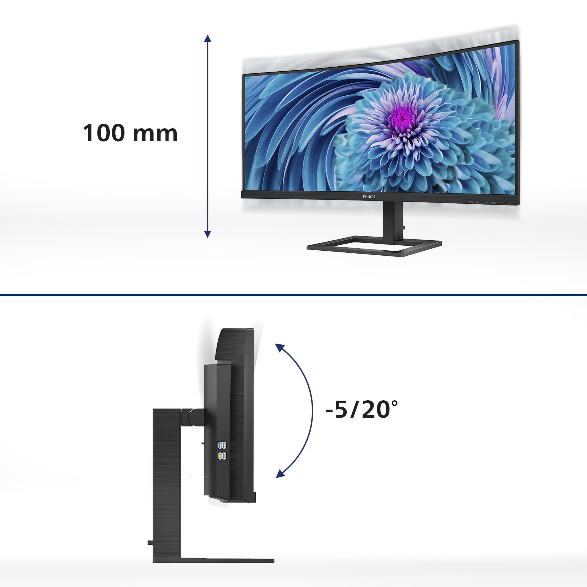 Monitor Philips 346e2cuae/00 Monitor 34" Va Wled 3440x1440 Hdmi/Dp Curved