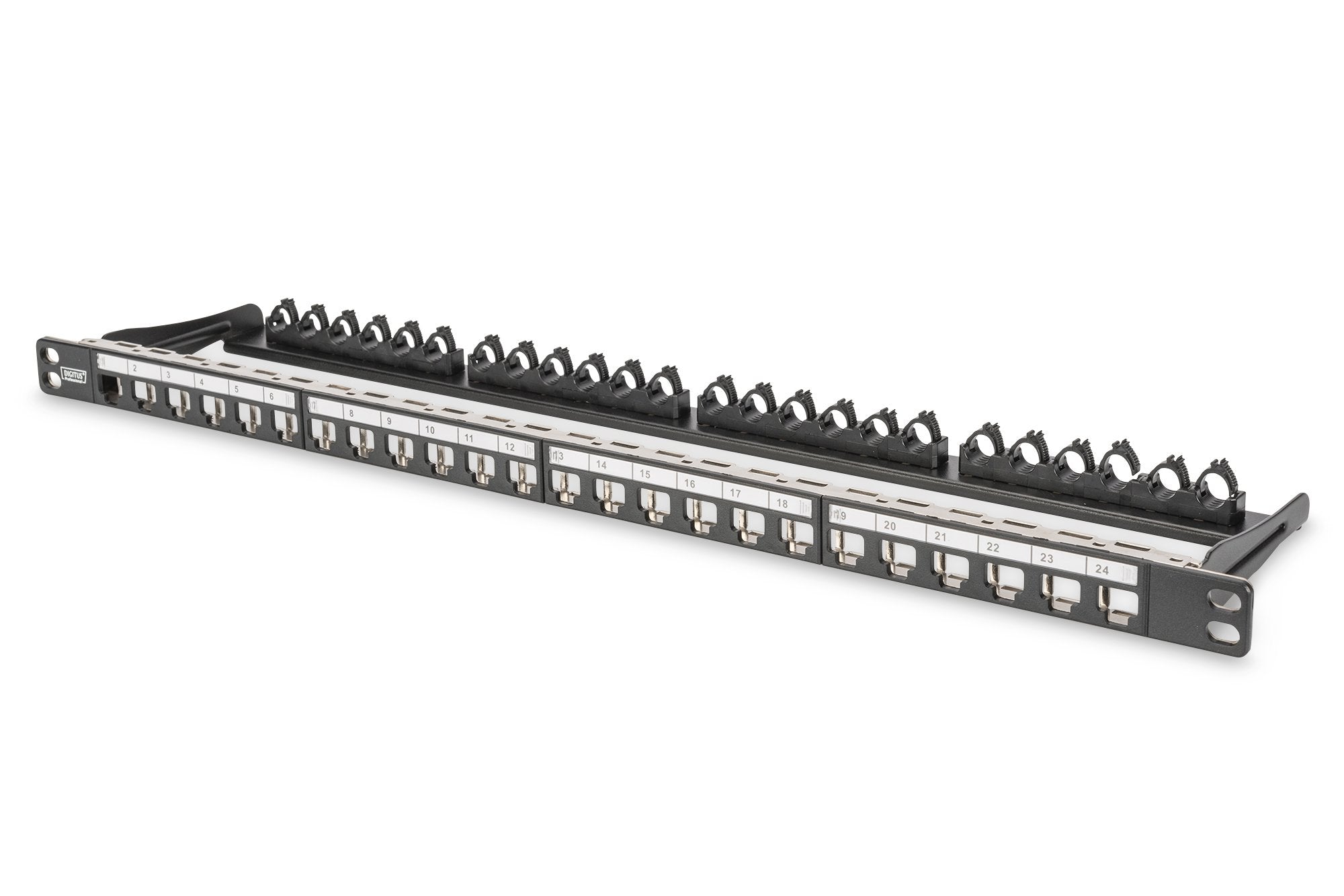 Patchpanel Digitus 0,5u 19" 24 Puertos Color Negro