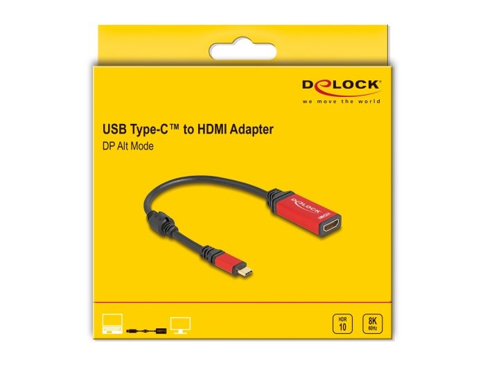 Delock 60053 Adaptador Usb Type-C A Hdmi (Modo Dp Alt) 8k 60 Hz Con Función Hdr Rojo