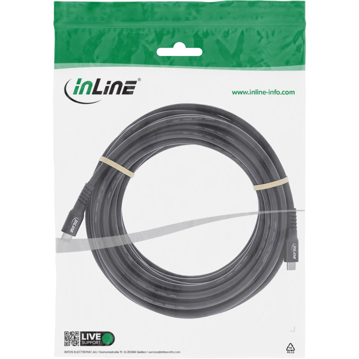Cable De  3,00m Usb 4 G2x2 20gbps Pd240w Usb-C Macho A Usb-C Macho Negro Video 4k@60hz Video Datos Y Carga Tpe E-Marker