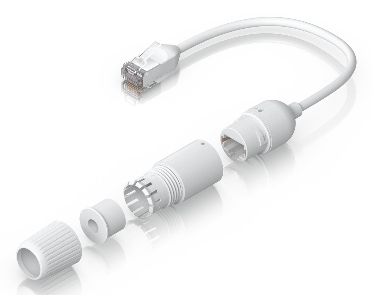 Ubiquiti Fácil Cable De Extensión Cat.6a F/Utp, Pack De 2 Series Blancas, Cable De 15 Cm, Tapa Impermeable Uacc-Cable-Extender-C6a