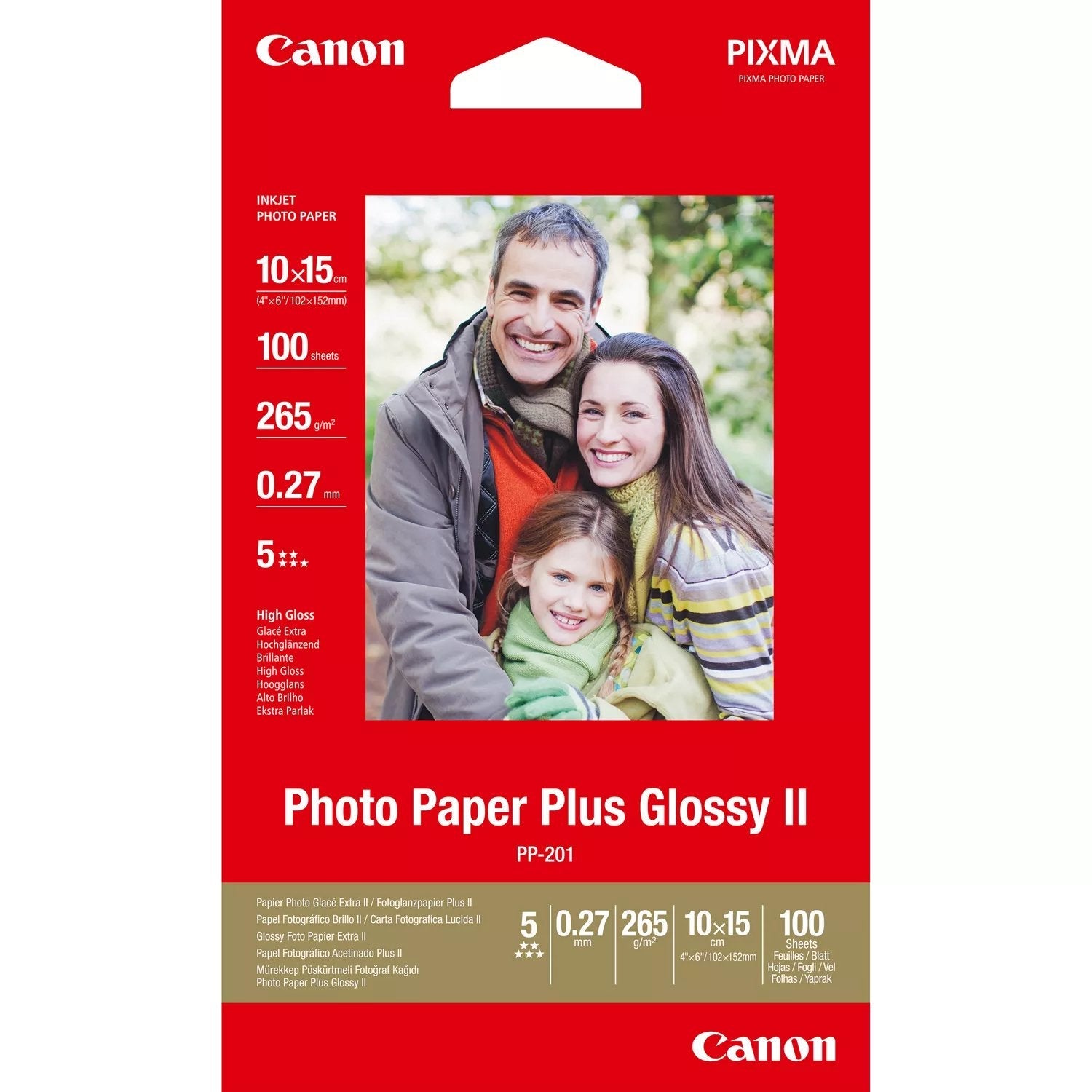 Canon Pp-201 10x15 Cm, 100 Sh. Photo Paper Plus Glossy Ii 265 G