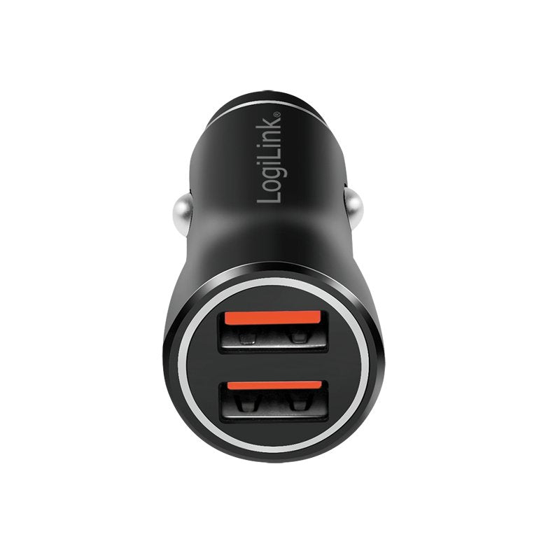 Logilink Car Charger, 2 Port, 10.5w, Illuminated, Negro