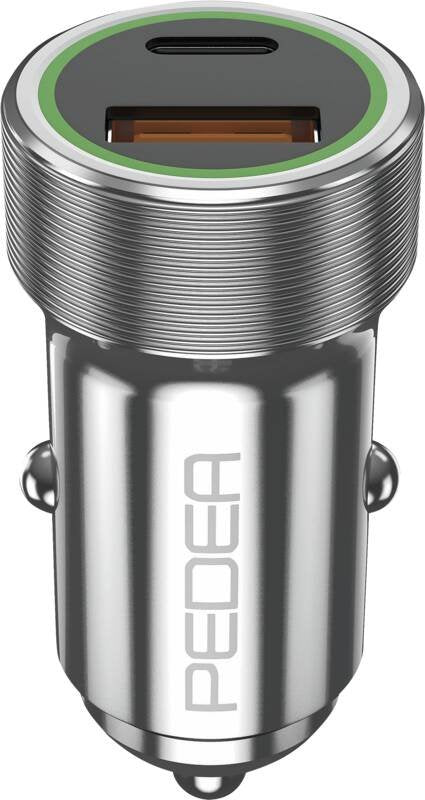 Pedea 20w Usb-C (Pd) Kfz-Schnellcargador 12 24v - 2-Ports Mehrfach Handy-Cargador Mit Usb-C Und Usb-A, Silber