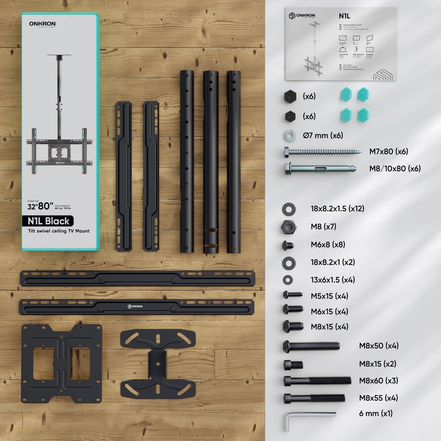 EAN 4603728440286 - ONKRON N1L-B soporte para TV 2,03 m (80") Negro imagen 3