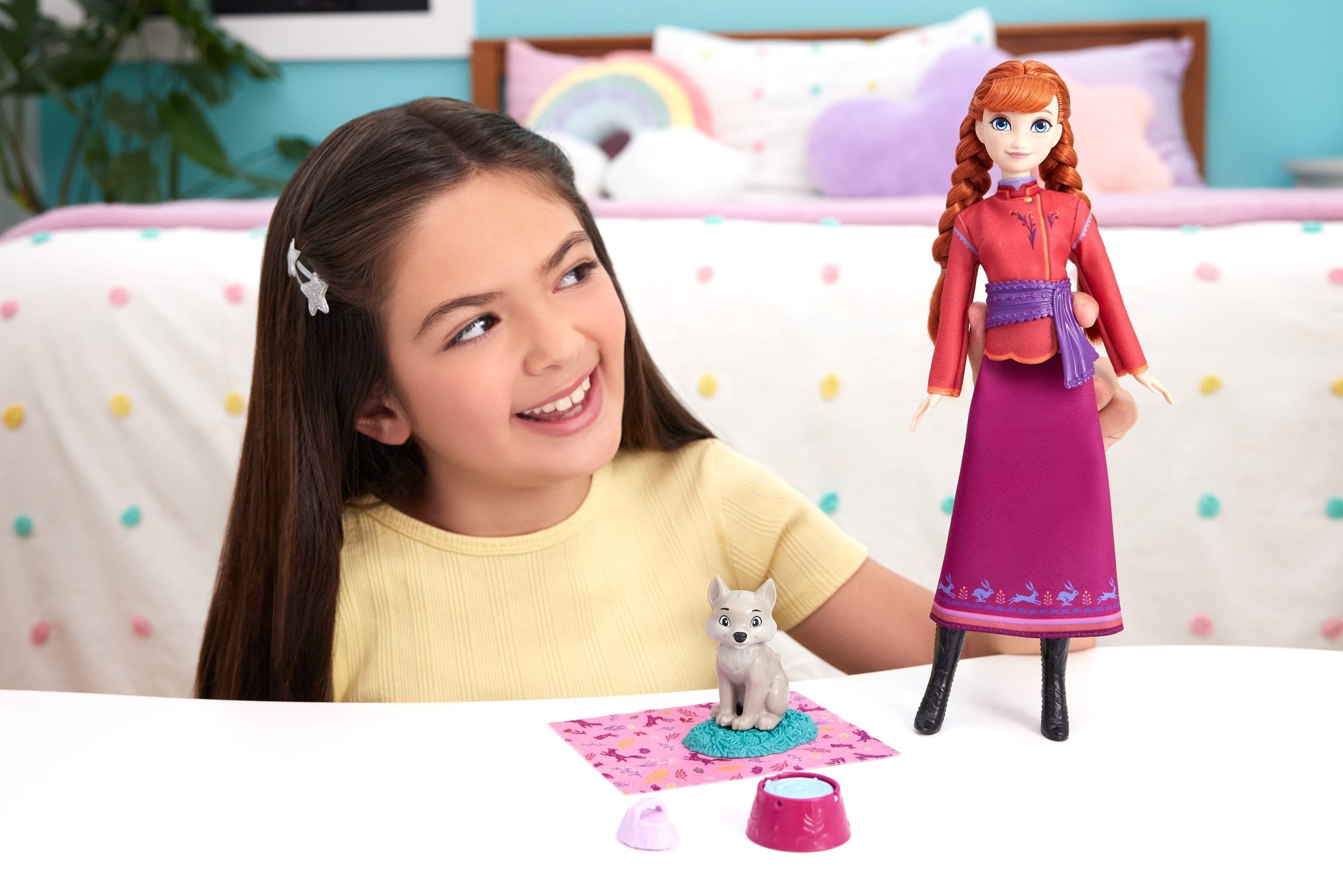 Mattel Disney The Ice Queen Anna Fashion Doll And Wolfsjunges Figura Con 4 Partes De Cuidado De Enfermería Jfg17