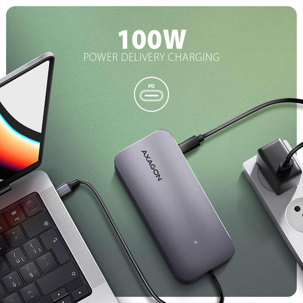 Hub Axagon Hmc-6gm2 Multiport Usb-C 3.1, M.2-Nvme/Sata, Hdmi, Gbit-Lan, 1x Usb-A, 1x Usb-C, Cr