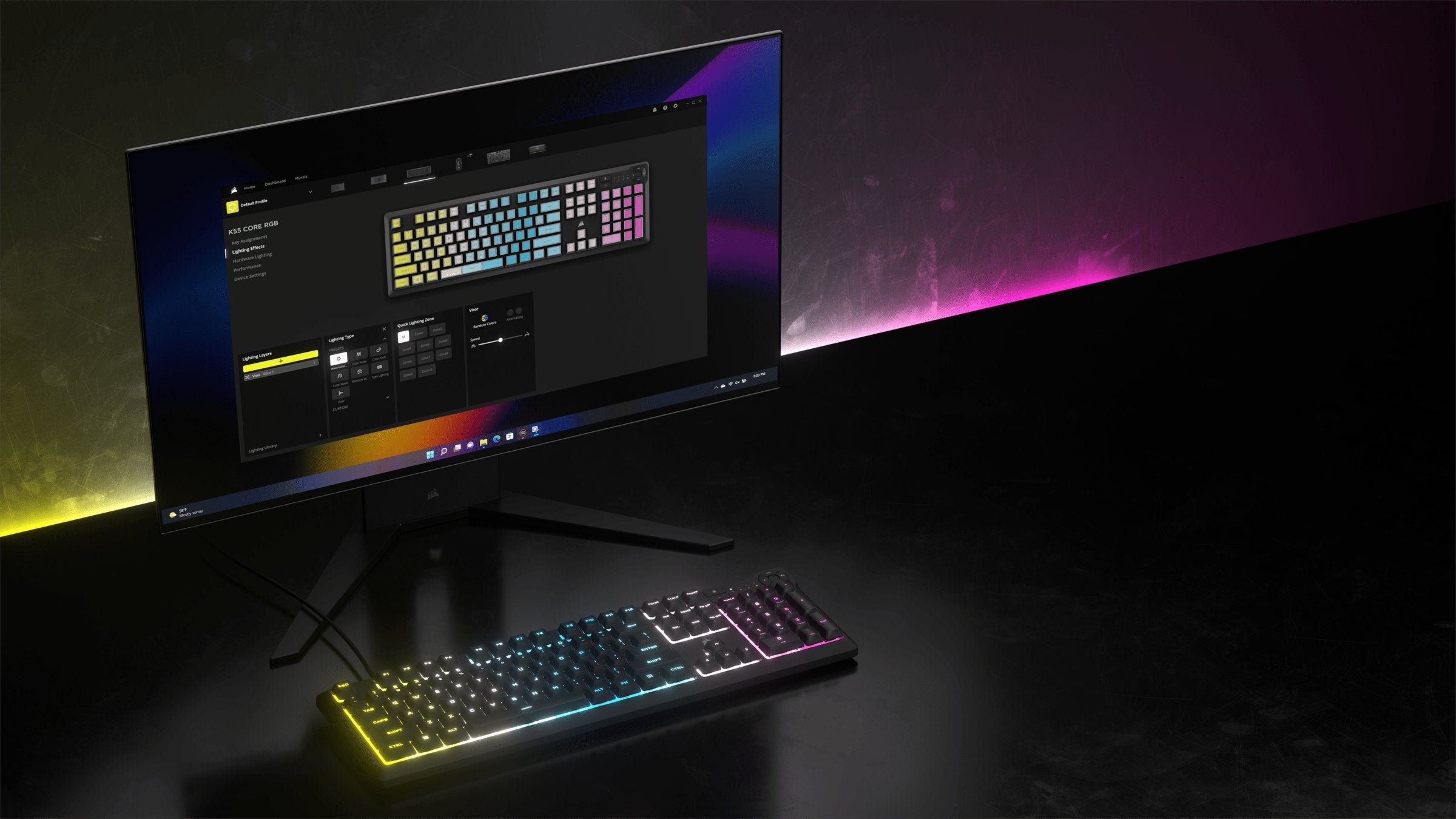 EAN 840006666547 - Corsair K55 CORE RGB teclado Juego USB QWERTY Inglés de EE. UU. Negro imagen 6