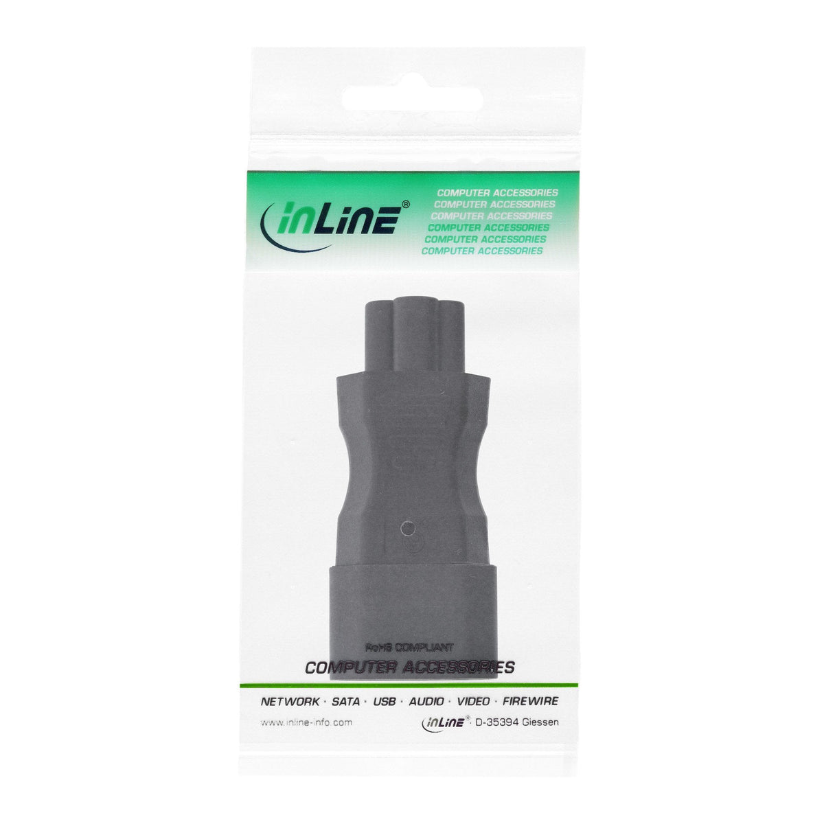 Adaptador De Fuente De Alimentación Inline Iec 60320 C14/C5, 3 Pines
