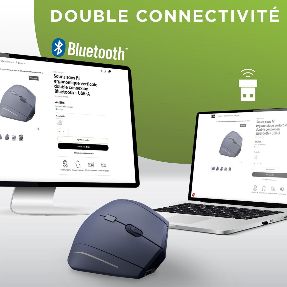 EAN 3303170121917 - T'nB MWERGOVBTRBL ratón Oficina Mano derecha Bluetooth + USB Type-A Óptico 1600 DPI imagen 4