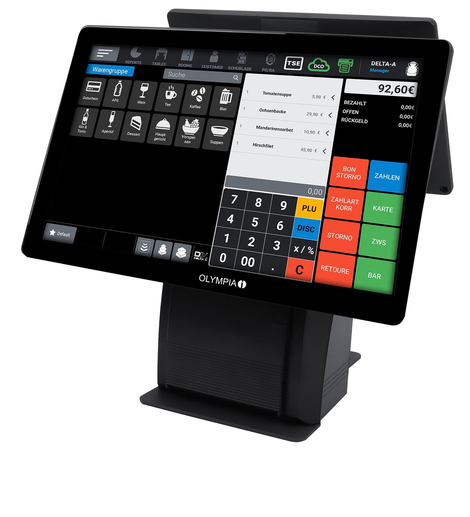 Olympia Regimrierkasse T215dk +Display Negro