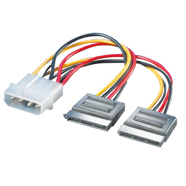 Roline Y-Adaptercable 4 Pol. Hdd   2x Sata 0,12m