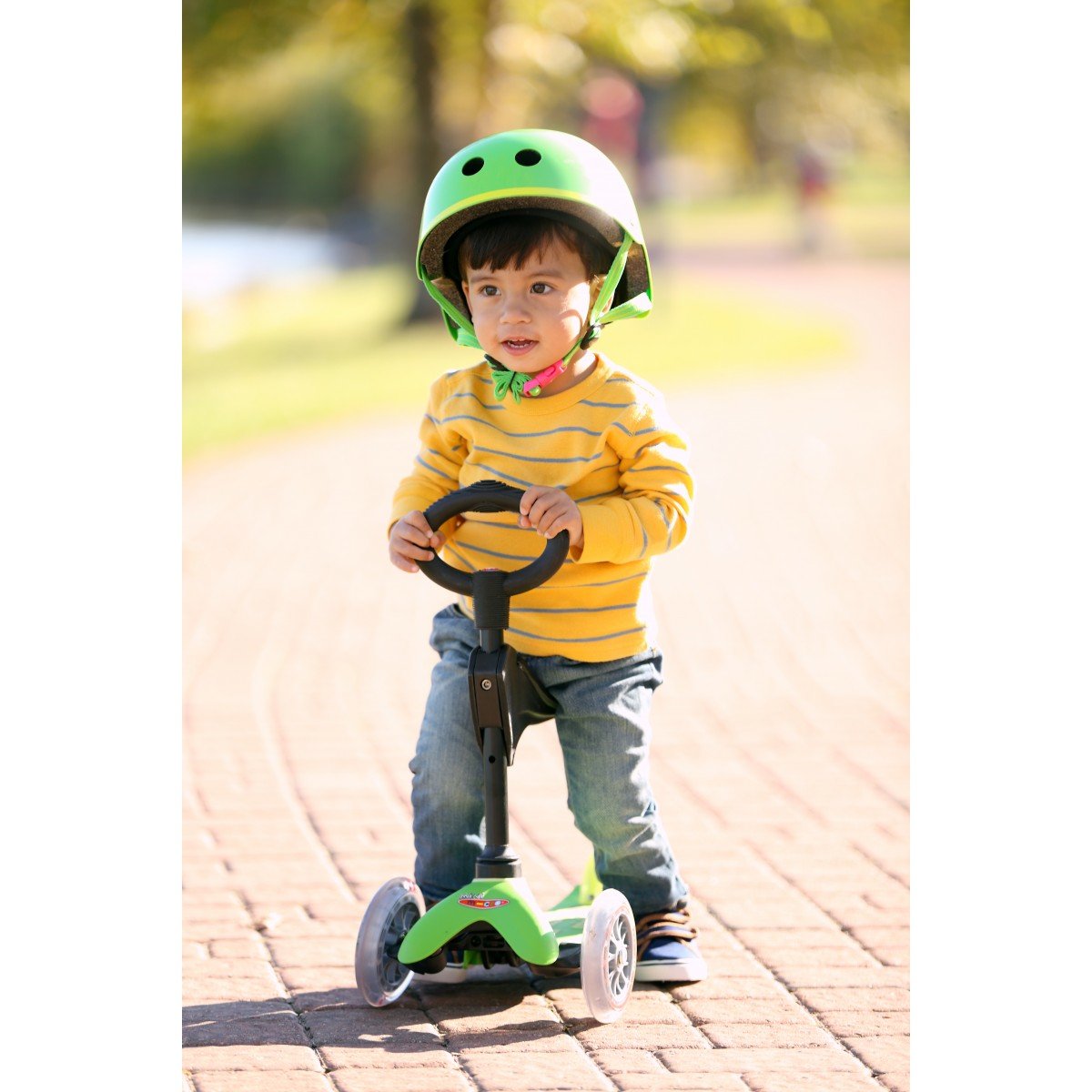 Patinete Micro De 3 Ruedas/Coche De Paseo Mini 3 En 1 Deluxe Verde