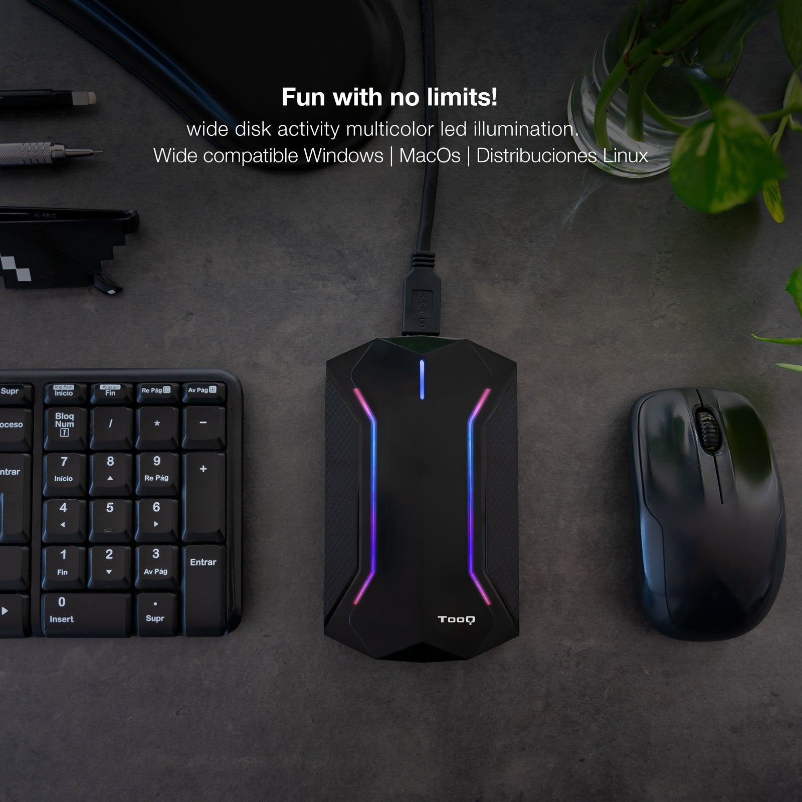 Tooq Caja Externa Gaming Para Discos De 2,5? Hdd/Ssd - Negro