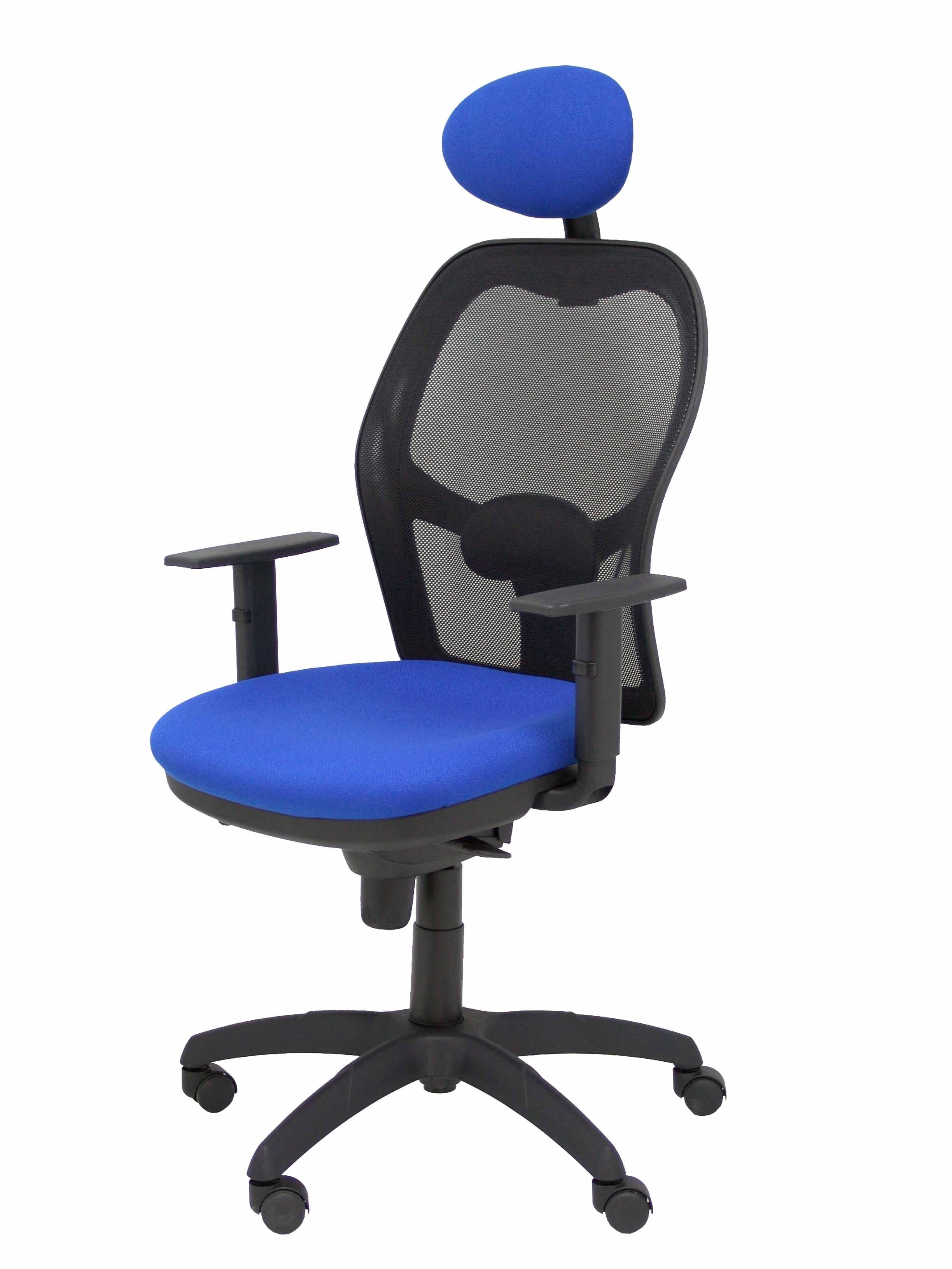 Silla Jorquera Malla Negra Asiento Bali Azul Con