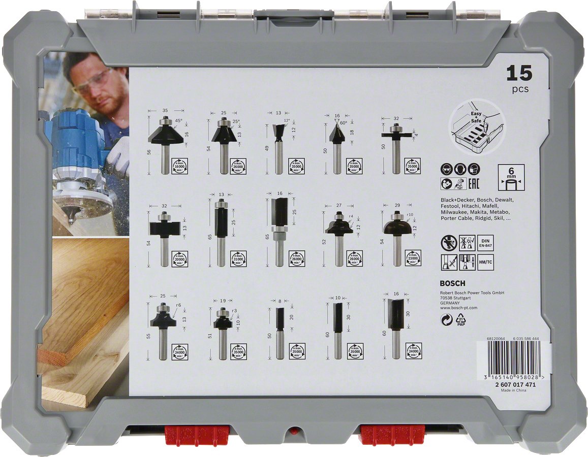 Bosch Fresas 15 Piezas 6mm