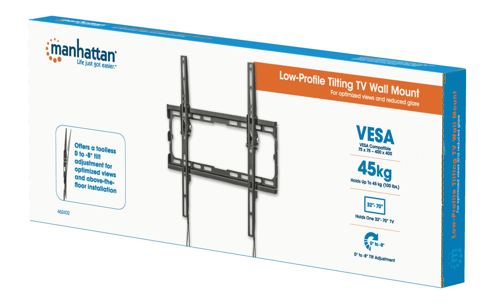 Manhattan Soporte De Pared Para Tv 32"-70" 45kg Inclinable Negro