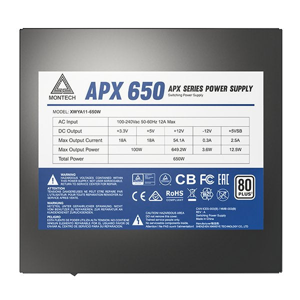 EAN 4710562741070 - Montech APX650 unidad de fuente de alimentación 650 W 20+4 pin ATX ATX Negro imagen 4