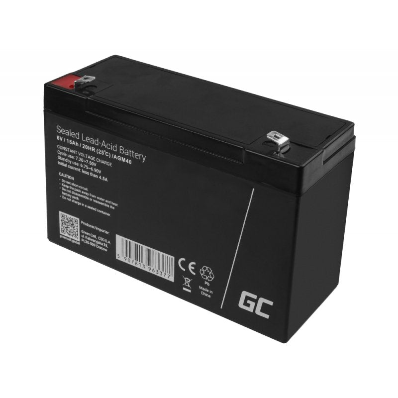 EAN 5907813963377 - Green Cell AGM40 batería para sistema ups VRLA AGM 6 V 15 Ah imagen 3