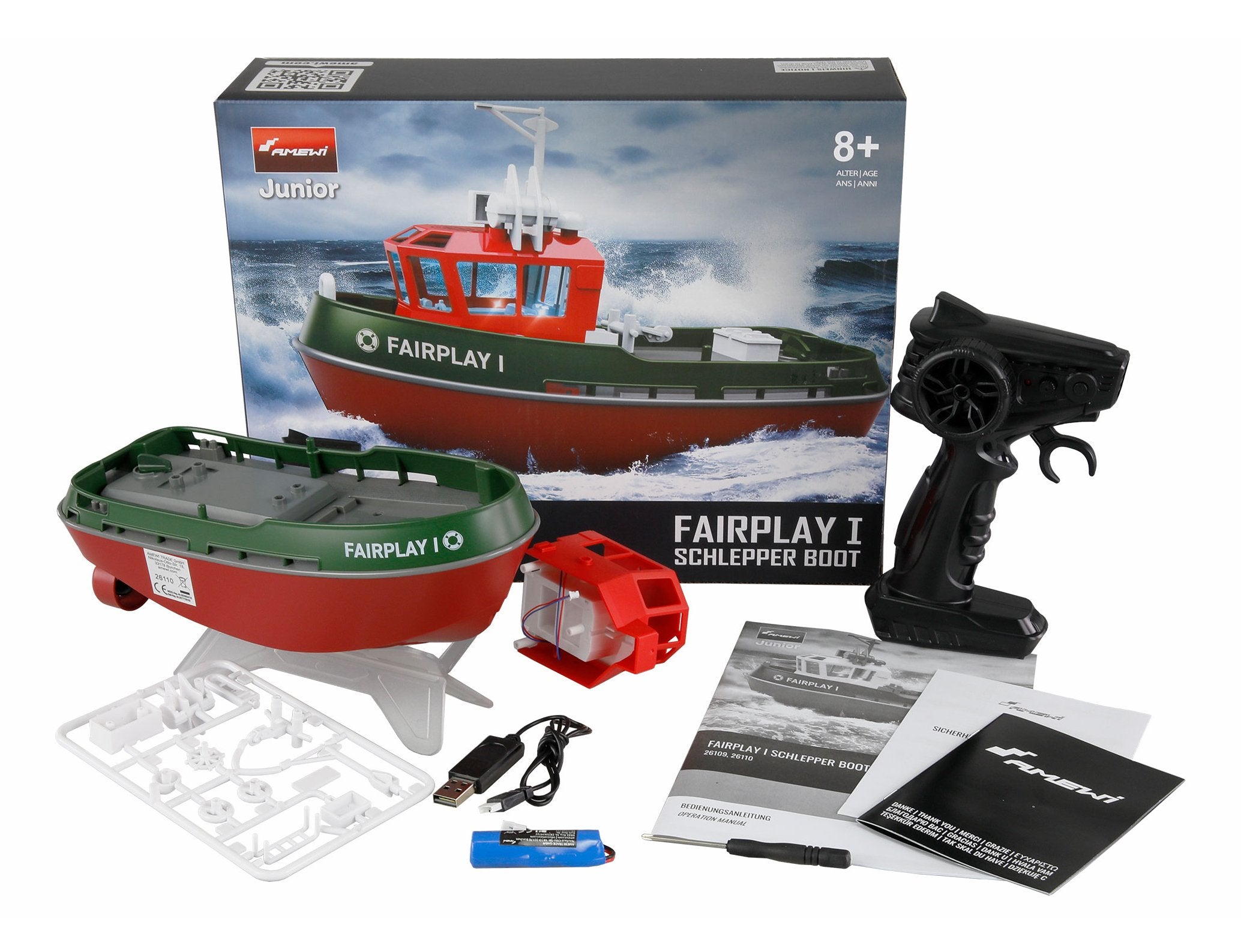 Amewi Fairplay I Schlepper Boot 1:72 Rtr Grün 2,4 Ghz